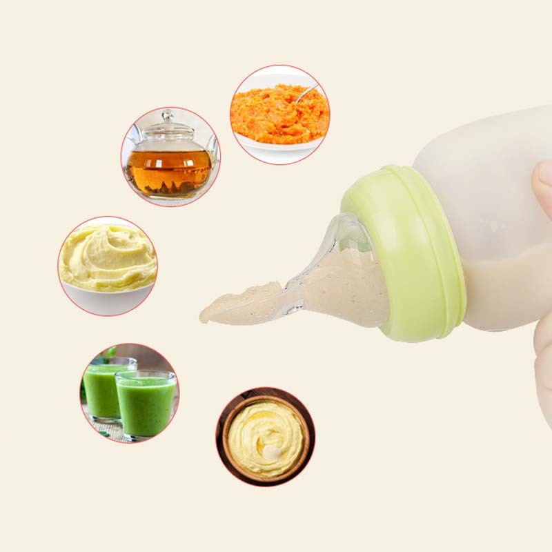 Wide Caliber 180mL Silicone Spoon Feeding Bottle – Safe & Easy Baby Feeding - Little Haven