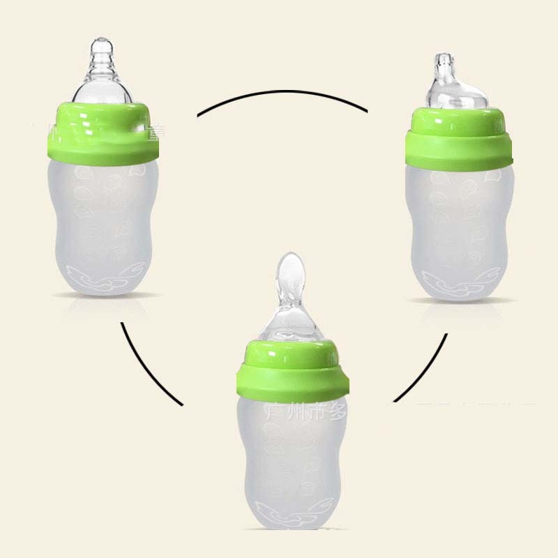 Wide Caliber 180mL Silicone Spoon Feeding Bottle – Safe & Easy Baby Feeding - Little Haven