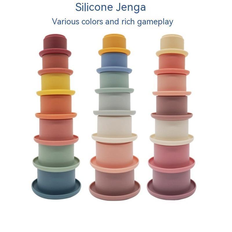 Baby Stacked Cup Stacking Interactive Jenga Children Silicone Infant Educational Toys - Little Haven